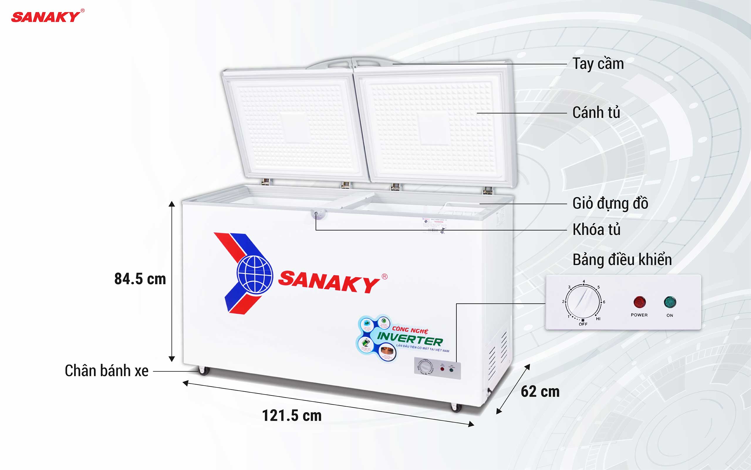 Tủ Đông Sanaky Inverter VH-3699A3 270 lít 1 ngăn 2 cánh