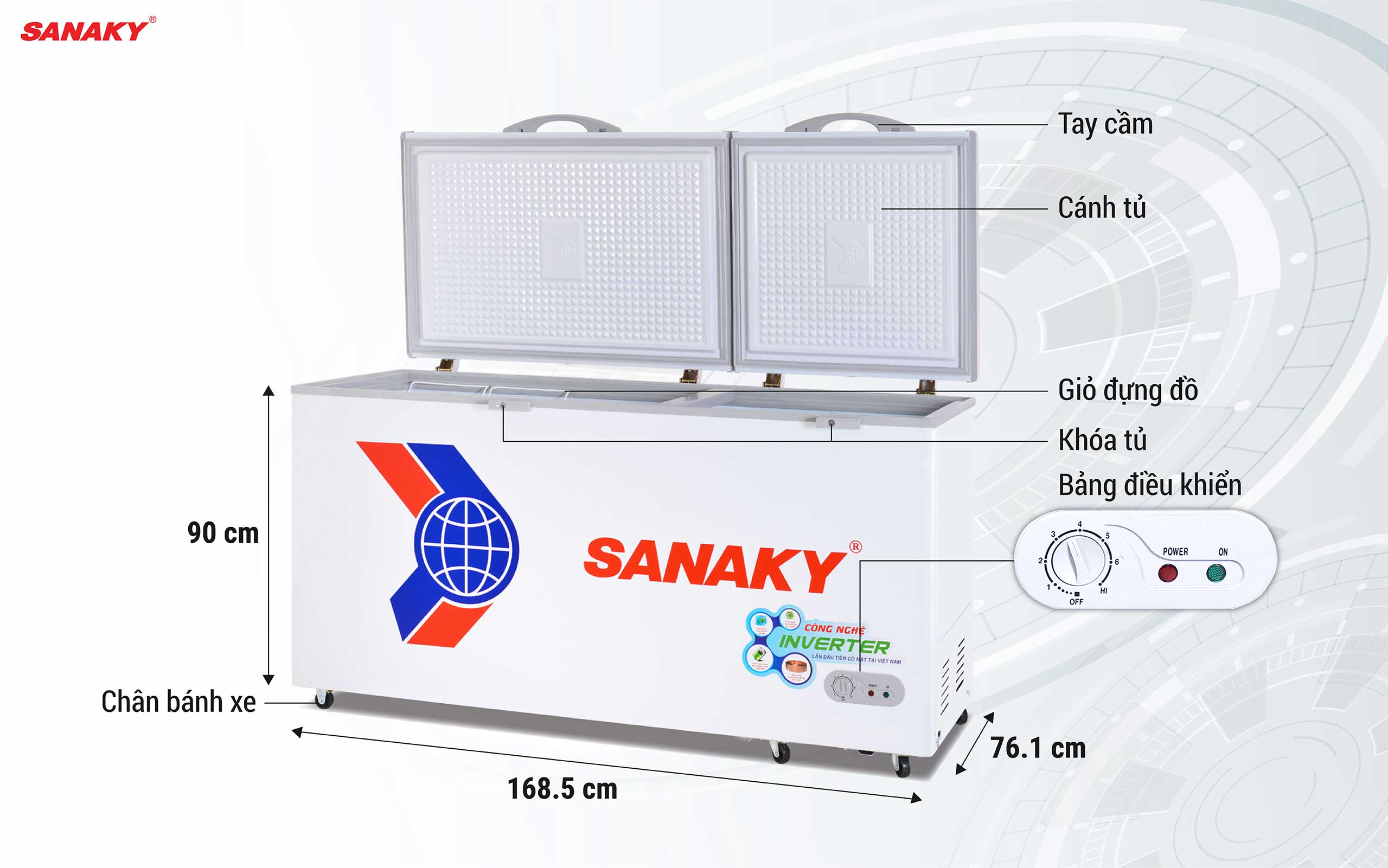 Tủ Đông Sanaky Inverter VH-6699HY3 530 lít