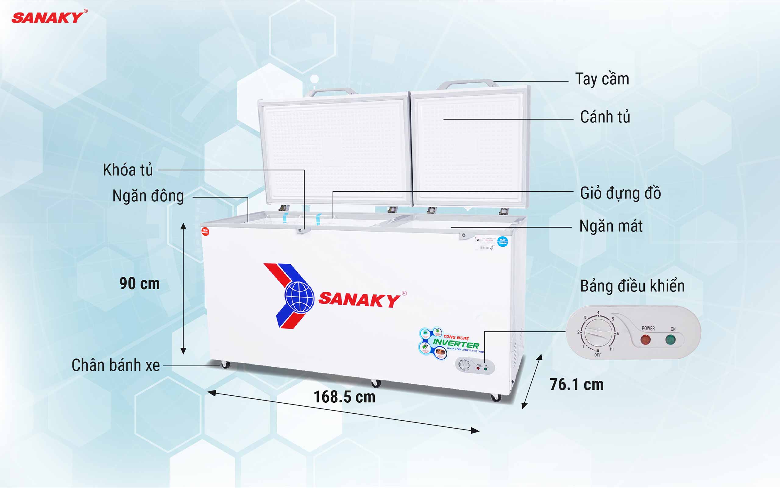 Tủ Đông Sanaky Inverter VH-6699W3 485 lít