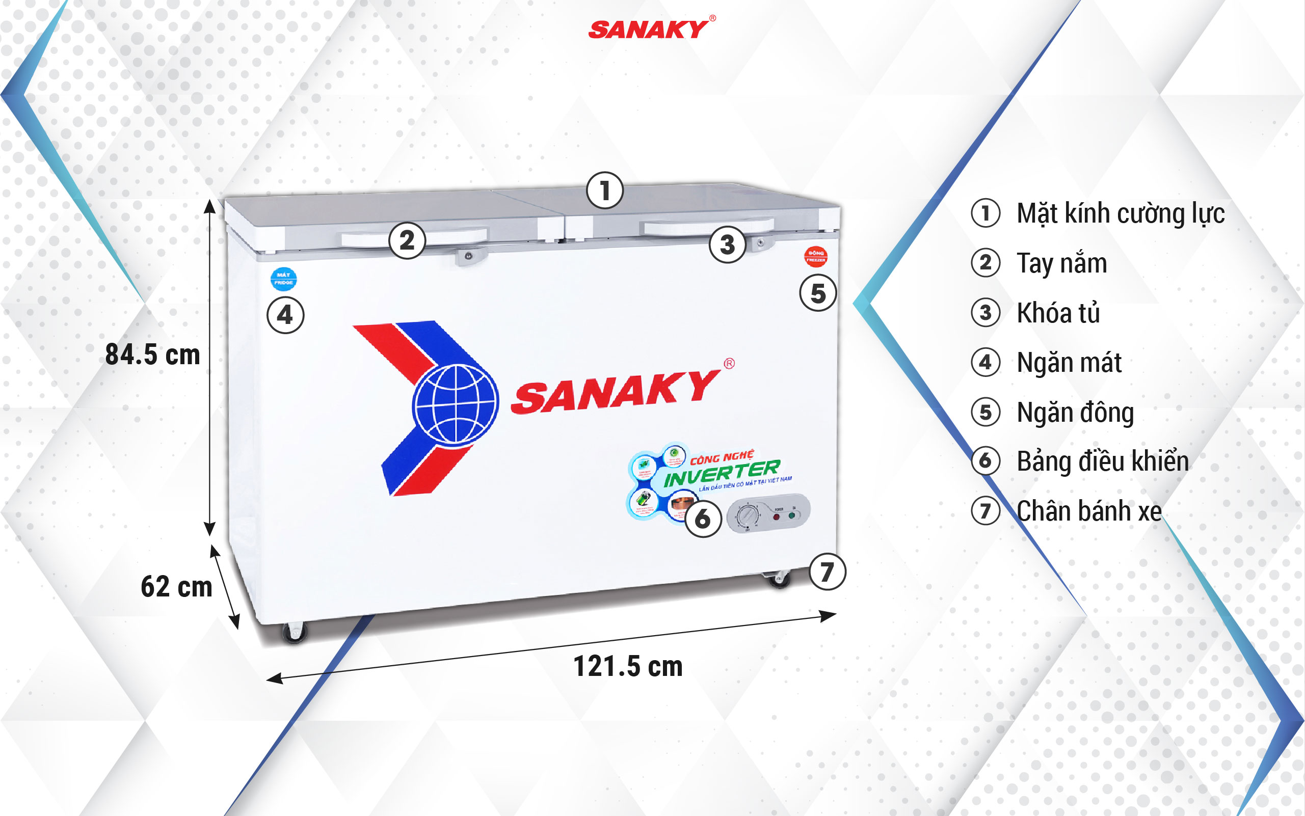 Tủ Đông Sanaky Inverter VH-3699W4K 260 lít 2 ngăn 2 cánh