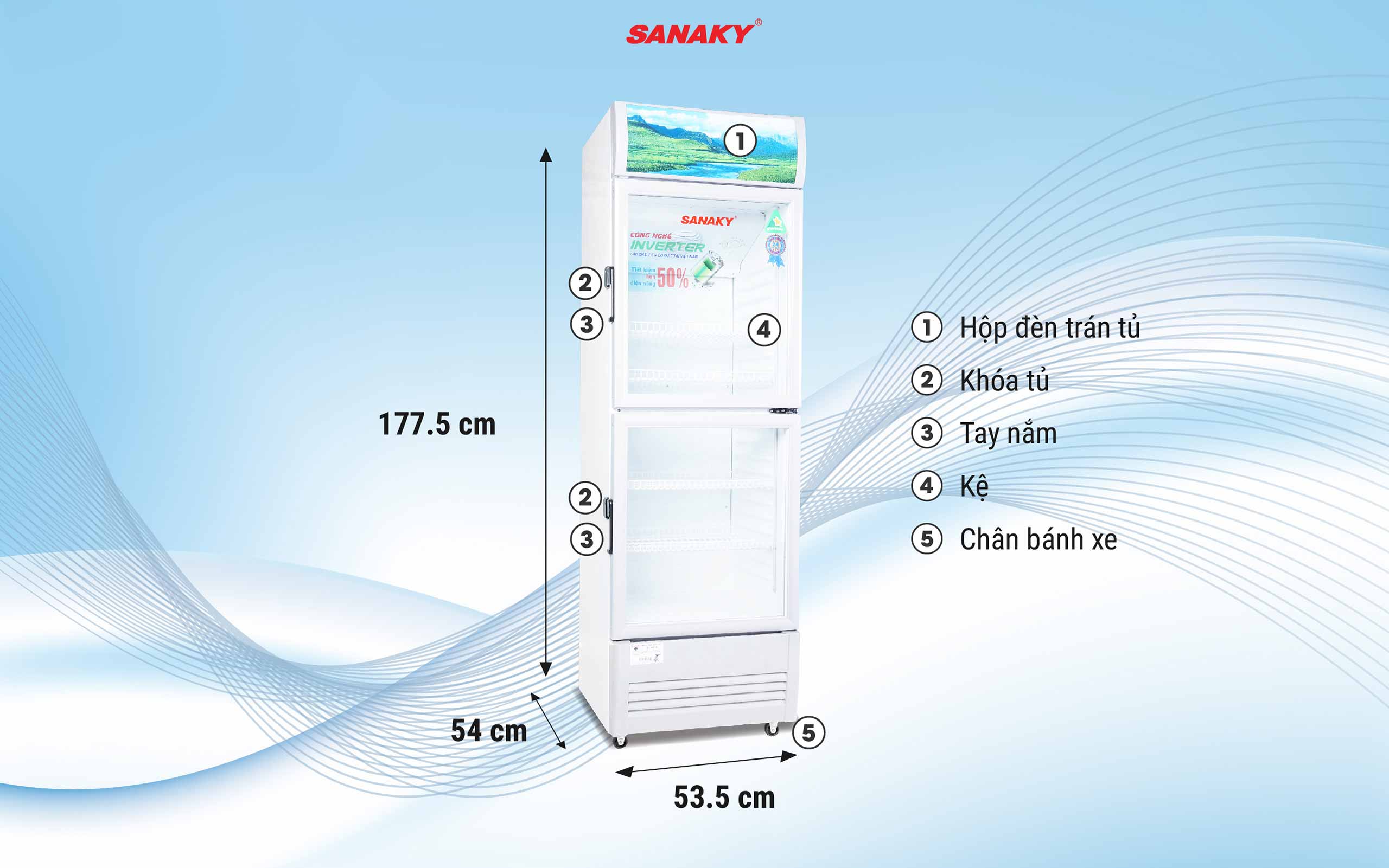 Tủ Mát Sanaky Inverter VH-258W3L 200 Lít