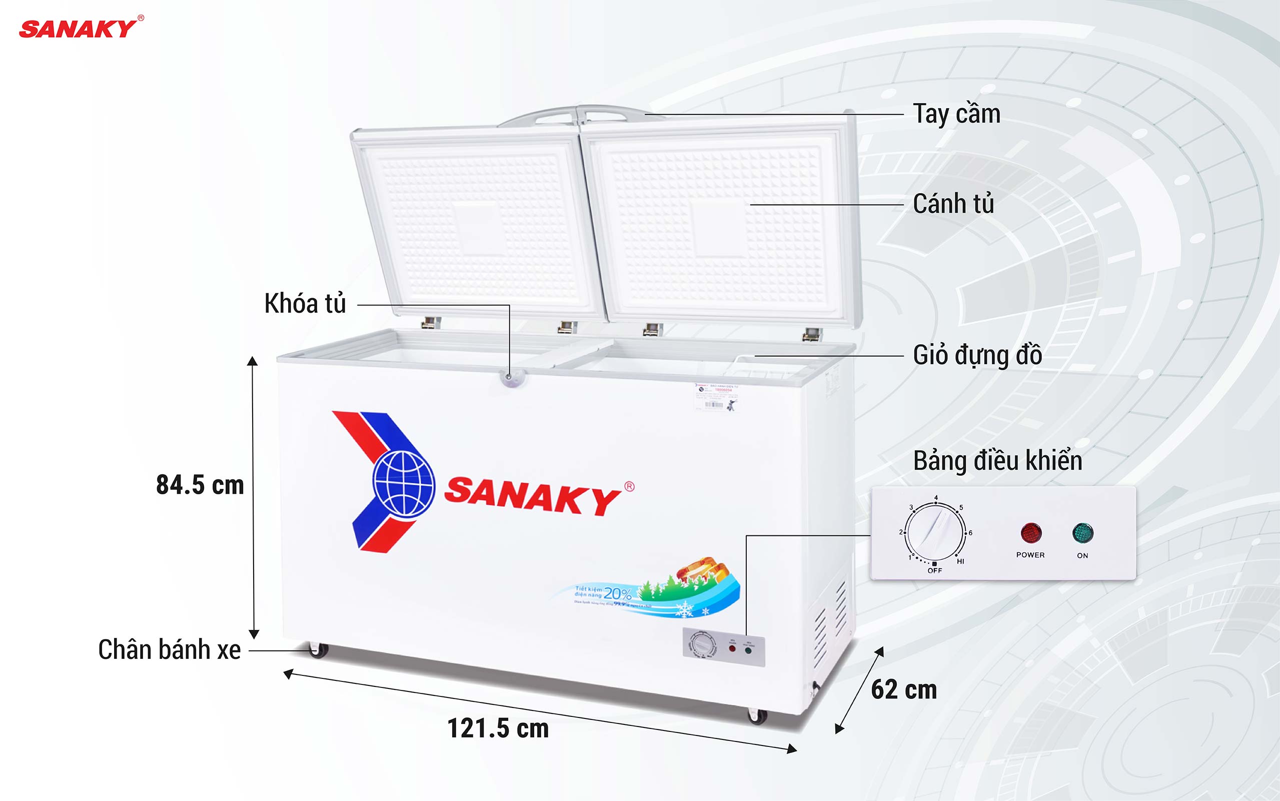 Tủ Đông Sanaky VH-3699A1 270 lít 1 ngăn 2 cánh