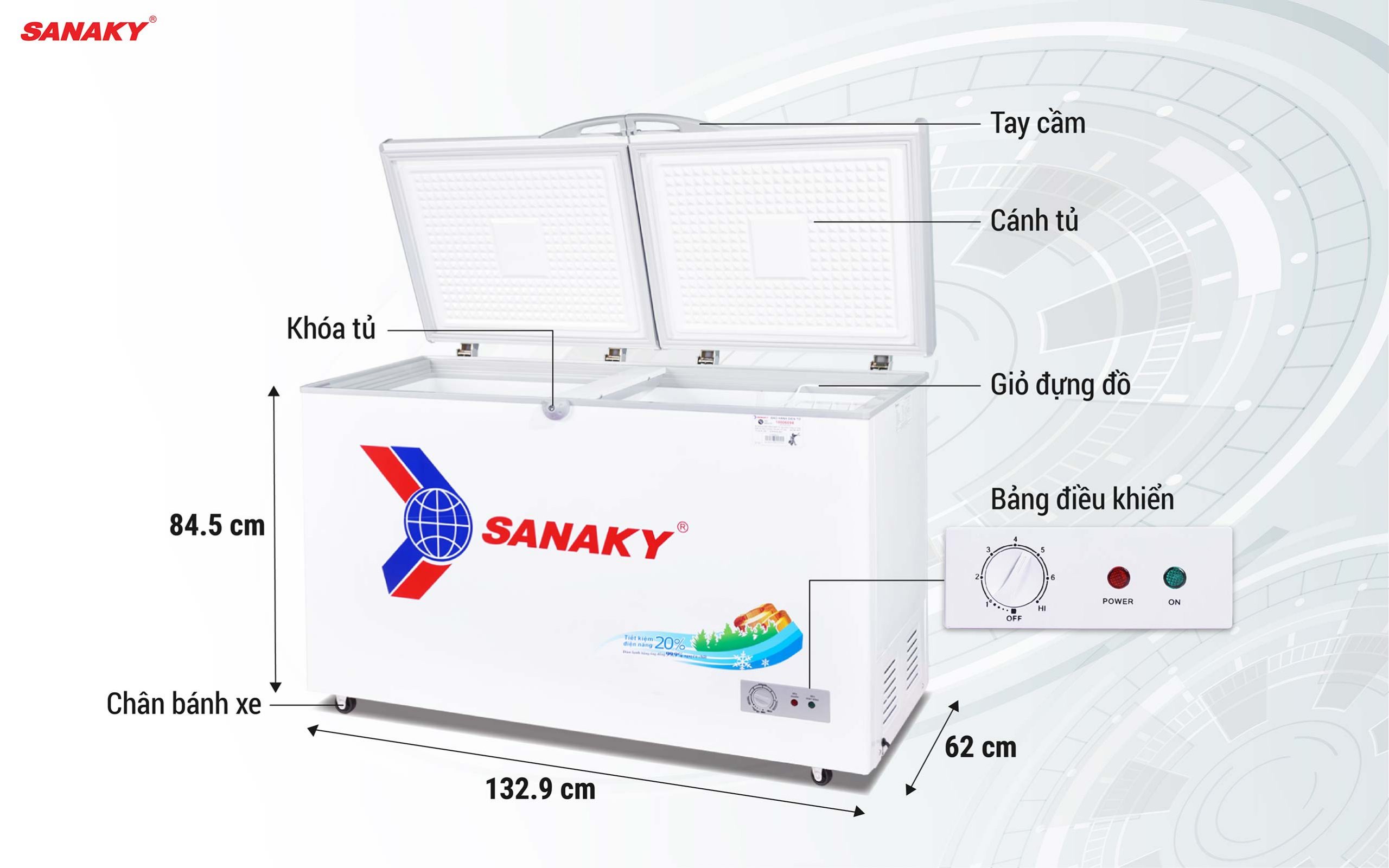Tủ Đông Sanaky VH-4099A1 305 lít 1 ngăn 2 cánh