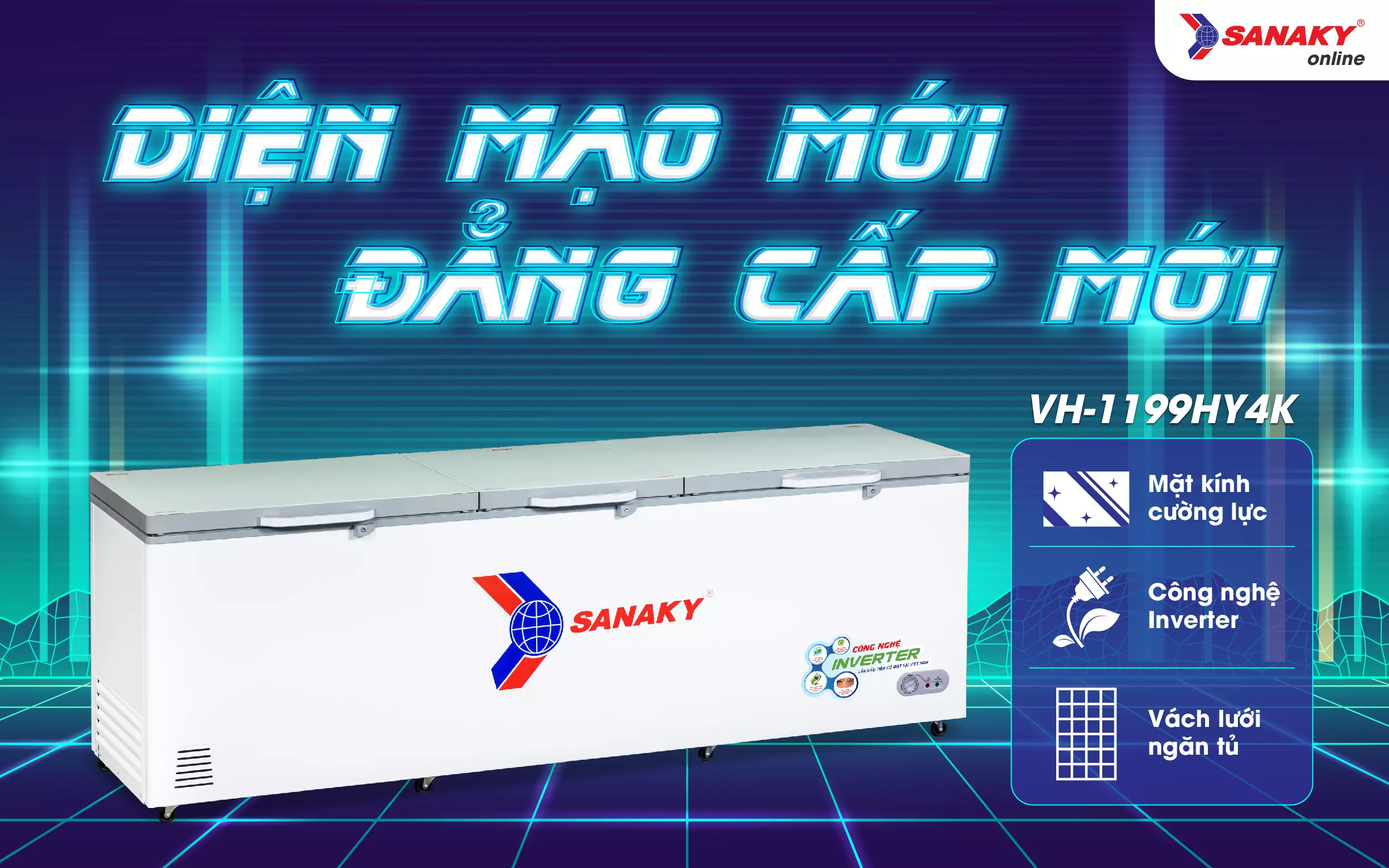 Tủ Đông Sanaky Inverter VH-1199HY4K 900 lít