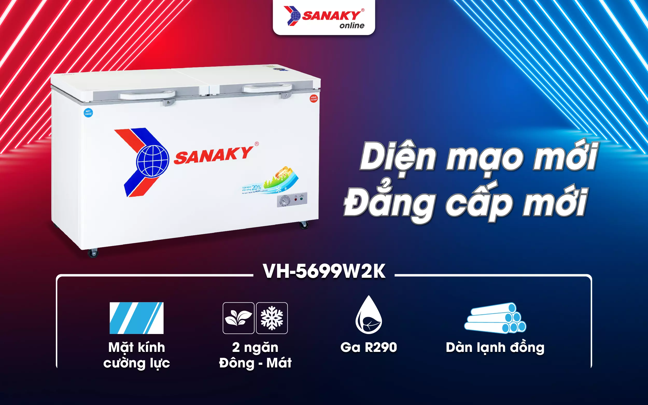 Tủ Đông Sanaky VH-5699W2K 365 lít