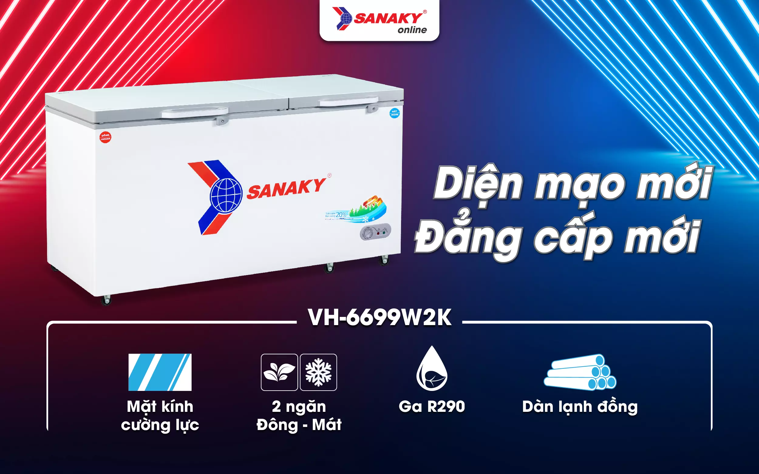 Tủ Đông Sanaky VH-6699W2K 485 lít