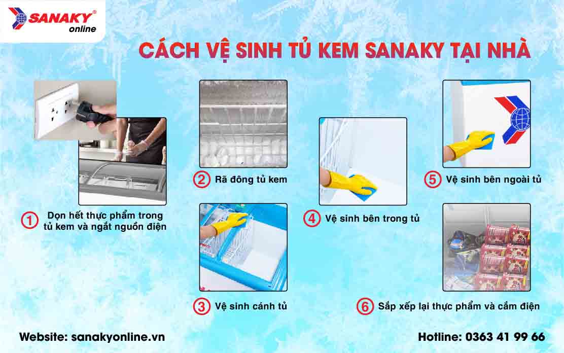 Cách vệ sinh Tủ kem Sanaky tại nhà